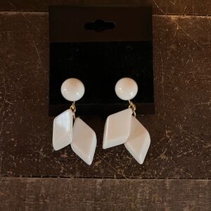 Elegant White Trifari clip Earrings
